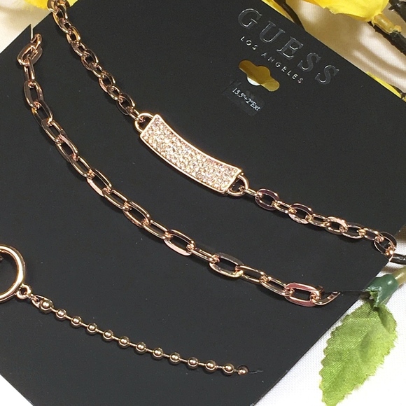 3/$30! GUESS Layered Necklace Cross Rose Gold - Picture 7 of 8